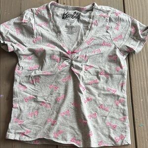 Barbie Pink Script Gray Tee